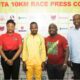 From Left: Brand Manager of Rite Foods, Boluwatife Adedugbe; with Ogun State Commissioner for Youth and Sports, Dr. Kehinde Oluwadare; the Managing Director and Chief Executive Officer of Nilayo Sports Management Limited, Mr. Bukola Olopade; and the General Manager, Bigi Abeokuta Marathon, Dr. Yusuf Alli; at the press conference in Abeokuta on Tuesday, September 14, 2021, announcing the Bigi Sponsored Abeokuta 10km Marathon slated for November 13, 2021.