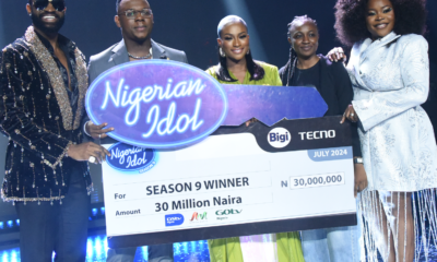 L-R: Ric Hassani, Nigerian Idol Season 9 Judge; Chima Udoye, winner of Nigerian Idol Season 9; Dr. Busola Tejumola, Executive Head of Content and Channels, Multichoice West-Africa; Biola Aransiola, Assistant Brand Manager of Bigi Drinks and Omawumi, one of the judges at the grand finale of the Nigerian Idol Season 9, sponsored by Bigi Drinks.